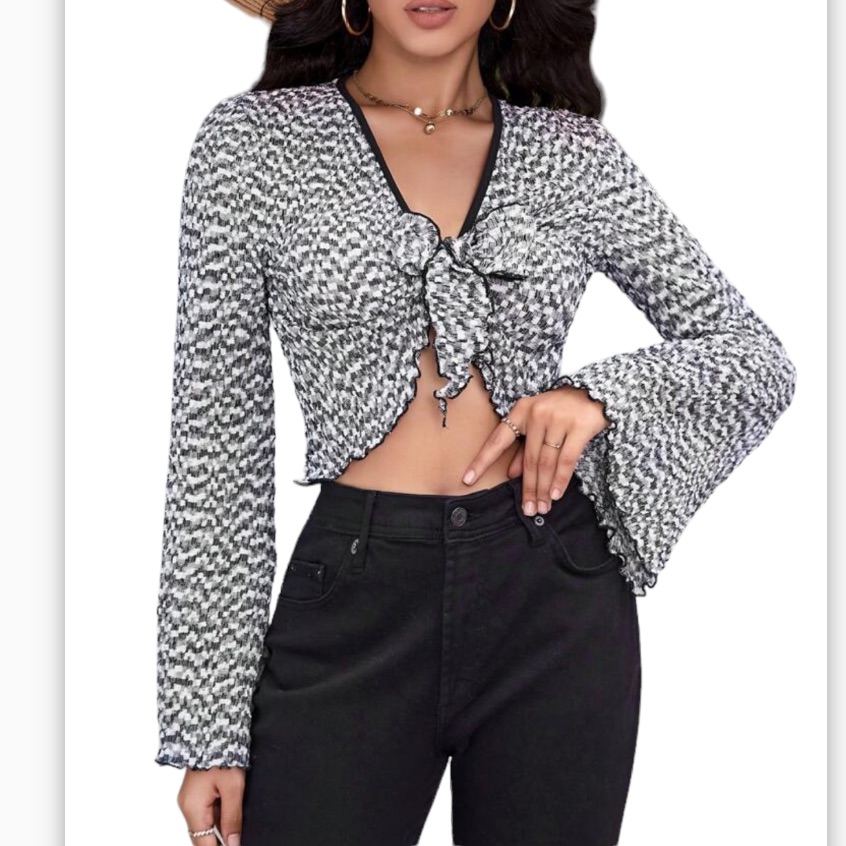 Adorable Black And White Cropped Top
